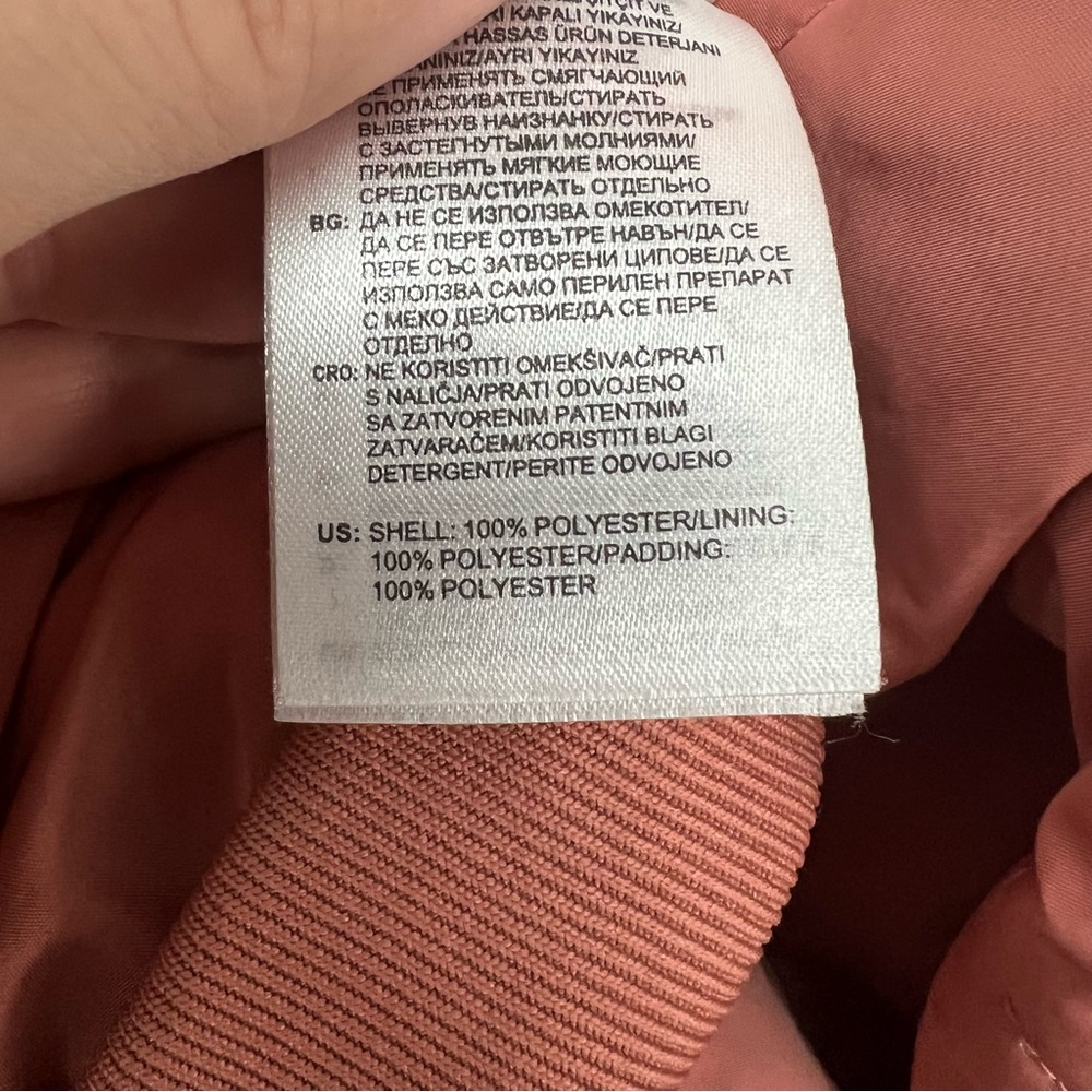 Adidas Mauve Quilted Bomber Jacket With Snap Buttons Size Medium - Picture 6 of 7